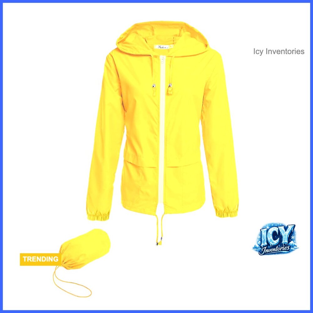 Lightweight Waterproof Packable Rain Jacket Hooded Windbreaker